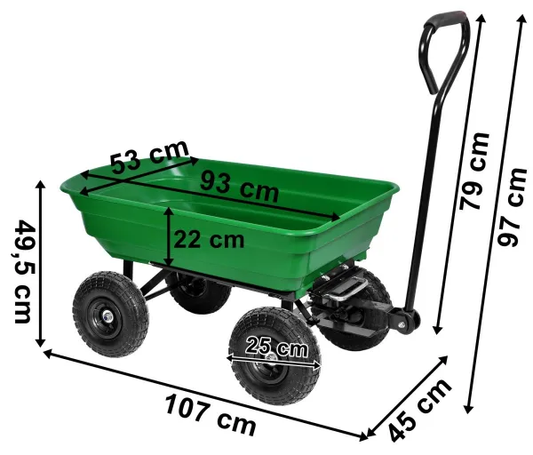 Prepravný vozík GARTEN so sklápačom zelený