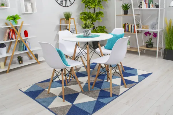 Okrúhly stolový set TODI 80cm biely + 4 stoličky OSAKA biely