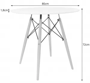 Okrúhly stolový set TODI 80cm biely + 4 stoličky OSAKA biely