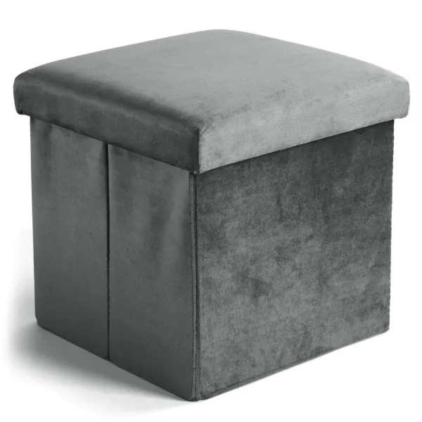 DIEGO zamatový skladací puf graphite VELVET veľkosť M