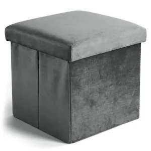 DIEGO zamatový skladací puf graphite VELVET veľkosť M