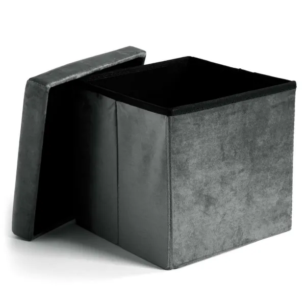 DIEGO zamatový skladací puf graphite VELVET veľkosť M
