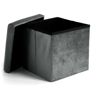 DIEGO zamatový skladací puf graphite VELVET veľkosť M