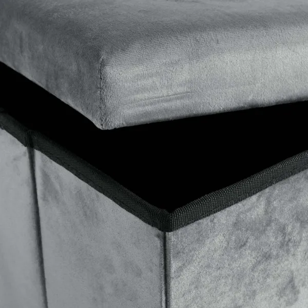 DIEGO zamatový skladací puf graphite VELVET veľkosť M