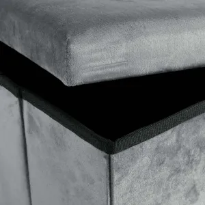 DIEGO zamatový skladací puf graphite VELVET veľkosť M