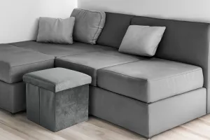 DIEGO zamatový skladací puf graphite VELVET veľkosť M
