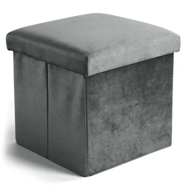 DIEGO zamatový skladací puf graphite VELVET veľkosť M