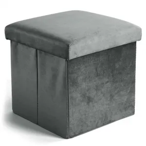 DIEGO zamatový skladací puf graphite VELVET veľkosť M