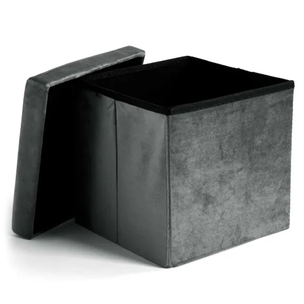 DIEGO zamatový skladací puf graphite VELVET veľkosť M