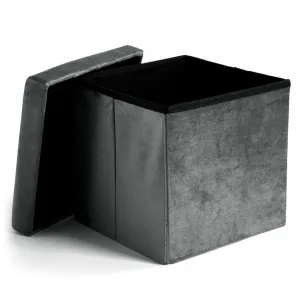 DIEGO zamatový skladací puf graphite VELVET veľkosť M