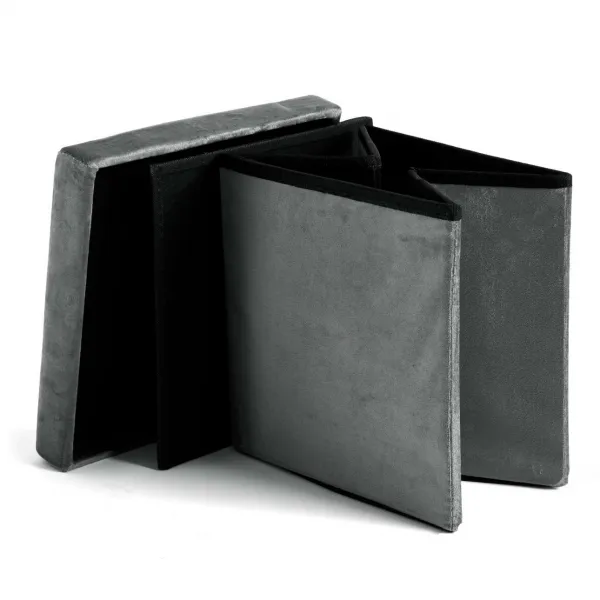 DIEGO zamatový skladací puf graphite VELVET veľkosť M