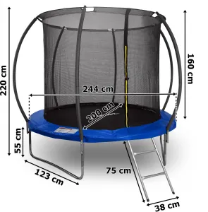 Trampolína so sieťou a rebríkom HENZEN 244 cm modrá FT 8