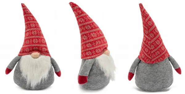 Tutumi Vianočný škriatok elf 019 - 50 cm červený/šedý