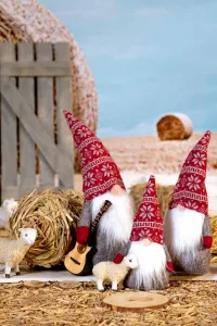Tutumi Vianočný škriatok elf 019 - 50 cm červený/šedý
