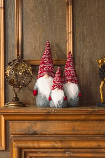 Tutumi Vianočný škriatok elf 019 - 50 cm červený/šedý