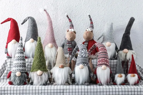 Tutumi Vianočný škriatok elf 019 - 50 cm červený/šedý