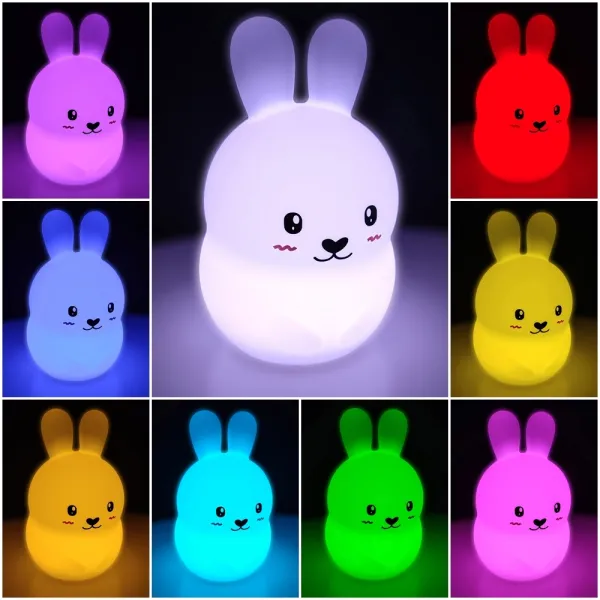 Wellhox Silikónové nočné svetlo Rabbit led rgb