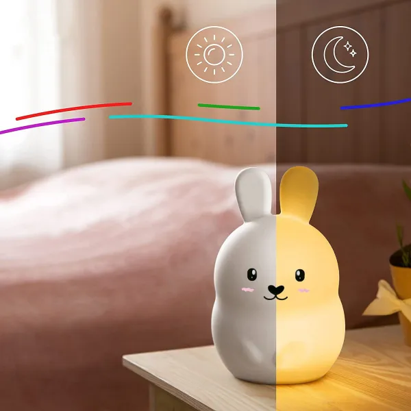 Wellhox Silikónové nočné svetlo Rabbit led rgb