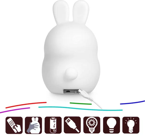 Wellhox Silikónové nočné svetlo Rabbit led rgb