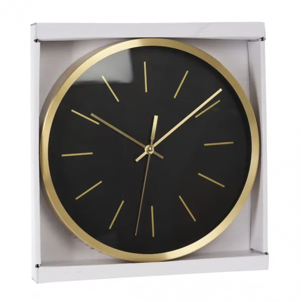 H&S Decoration Nástenné hodiny GOLACK 25 cm čierne/zlaté
