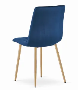 Stolička LIBRA - tmavomodrý zamat / nohy vo farbe dreva x 2 9401 71 00 00