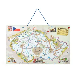 Magnetická mapa ČR s obrázkami a spoločenská hra, 3 v 1