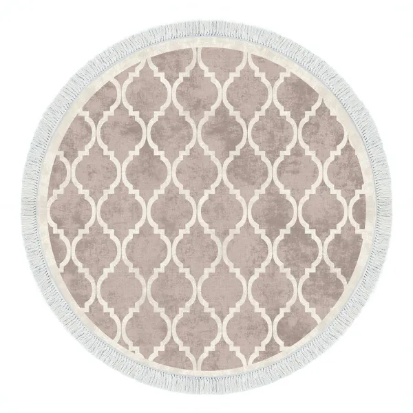 Conceptum Hypnose Okrúhly koberec Fence 100 cm krémový/hnedý