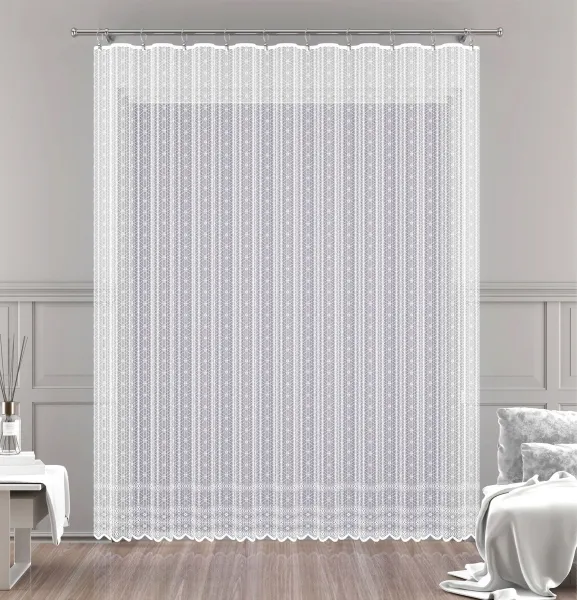Záclona žakárová alebo záclonový komplet, Mia metráž, biela 140 cm