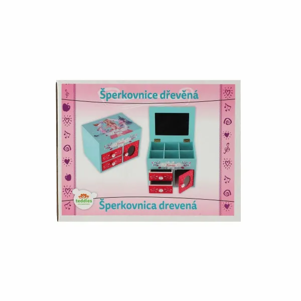 Teddies Drevená šperkovnica Princess 3 Odklápací vrch