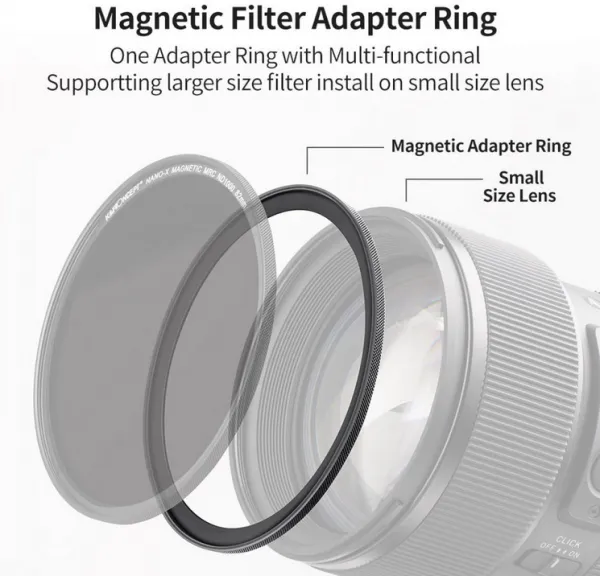 K&F Concept Krúžok adaptéra magnetického filtra K&F 52-82 mm, matná čierna, hrúbka rámu 2,16 mm 35752