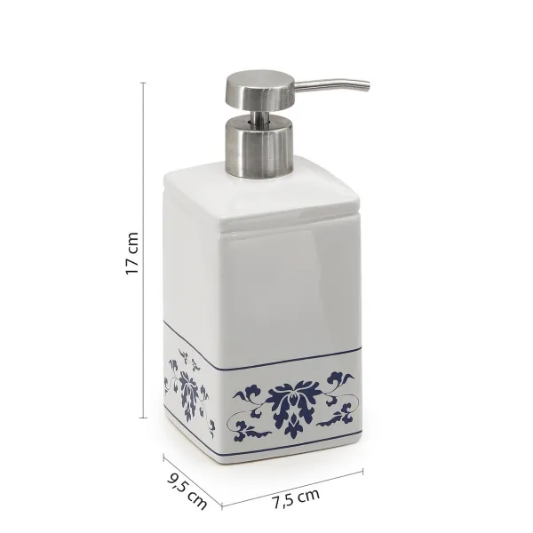 CIXI dávkovač mydla na postavenie, porcelán, biela/modrá CX8189