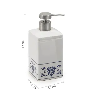 CIXI dávkovač mydla na postavenie, porcelán, biela/modrá CX8189