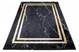 TmavýdizajnovýkoberecsmramorovýmvzoromzlatýchdetailovŠírka:80cm|Dĺžka:150cm56648_116006