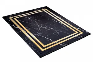 TmavýdizajnovýkoberecsmramorovýmvzoromzlatýchdetailovŠírka:80cm|Dĺžka:150cm56648_116006