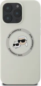 Karl Lagerfeld Liquid Silikónový K&CH Heads MagSafe kryt pre Apple iPhone 16 Pro, Karl Lagerfeld, Béžový