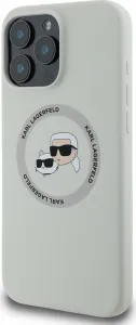 Karl Lagerfeld Liquid Silikónový K&CH Heads MagSafe kryt pre Apple iPhone 16 Pro, Karl Lagerfeld, Béžový