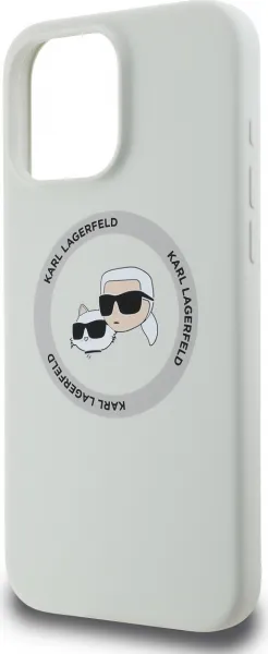 Karl Lagerfeld Liquid Silikónový K&CH Heads MagSafe kryt pre Apple iPhone 16 Pro, Karl Lagerfeld, Béžový