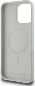 Karl Lagerfeld Liquid Silikónový K&CH Heads MagSafe kryt pre Apple iPhone 16 Pro, Karl Lagerfeld, Béžový