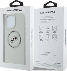Karl Lagerfeld Liquid Silikónový K&CH Heads MagSafe kryt pre Apple iPhone 16 Pro, Karl Lagerfeld, Béžový