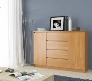 Ak furniture Komoda Kryštof 140 cm 2 skrinky a 4 zásuvky jelša