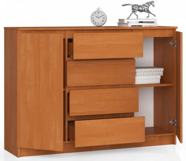 Ak furniture Komoda Kryštof 140 cm 2 skrinky a 4 zásuvky jelša
