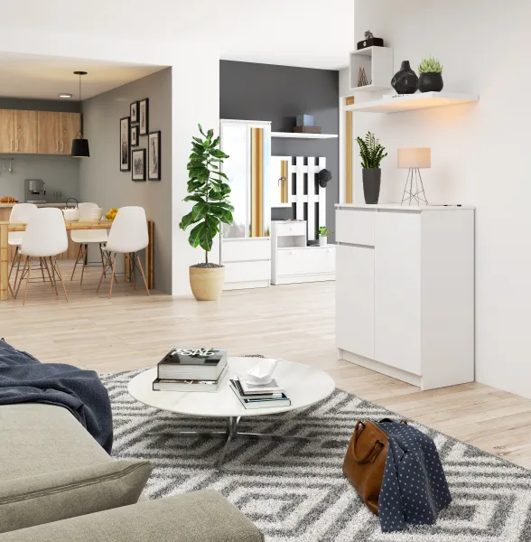 Ak furniture Komoda Kiara 80 cm 2 skrinky a 1 zásuvka biela