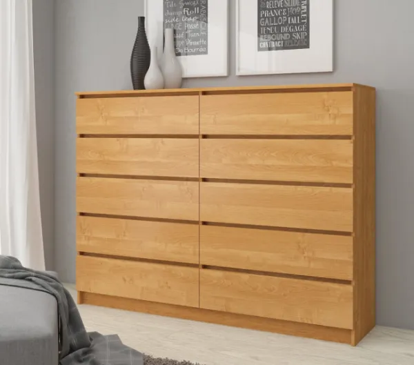 Ak furniture Komoda Kuba 140 cm 10 zásuviek jelša