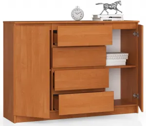 Ak furniture Komoda Kryštof 140 cm 2 skrinky a 4 zásuvky jelša