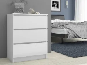 Ak furniture Komoda Kuba 60 cm - 3 šuplíky bílá