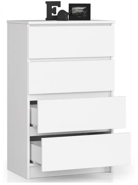 Ak furniture Komoda Kuba 60 cm - 4 zásuvky biela
