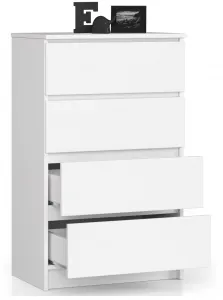 Ak furniture Komoda Kuba 60 cm - 4 zásuvky biela