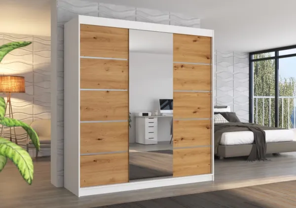 ArtAdrk Šatníková skriňa  BERGEN  | biela/dub artisan 200 cm