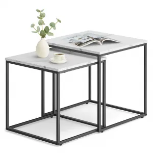 Sada 2ks konferenčných stolíkov QUADRO, dekor biely mramor