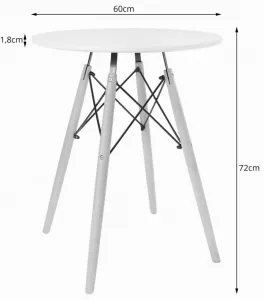 Okrúhly stolový set TODI 60 cm biely + 2 stoličky OSAKA modré